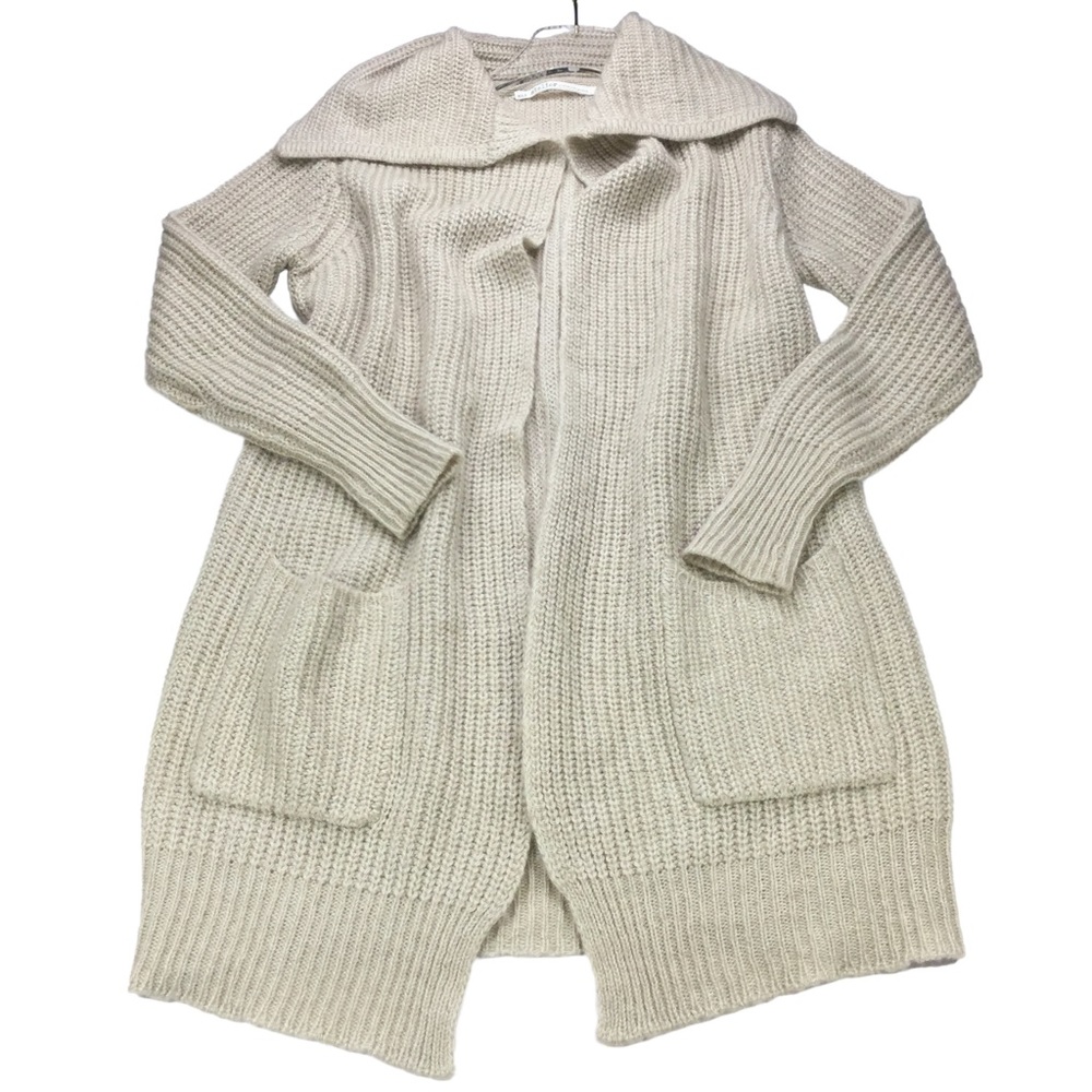 Nile atelier Ribbed knit Long Alpaca blend Shawl collar cardigan sweater, S